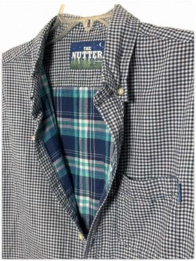 Chubbies The Nutter Men’s XL Navy Gingham Plaid Cotton Button Down Shirt Preppy